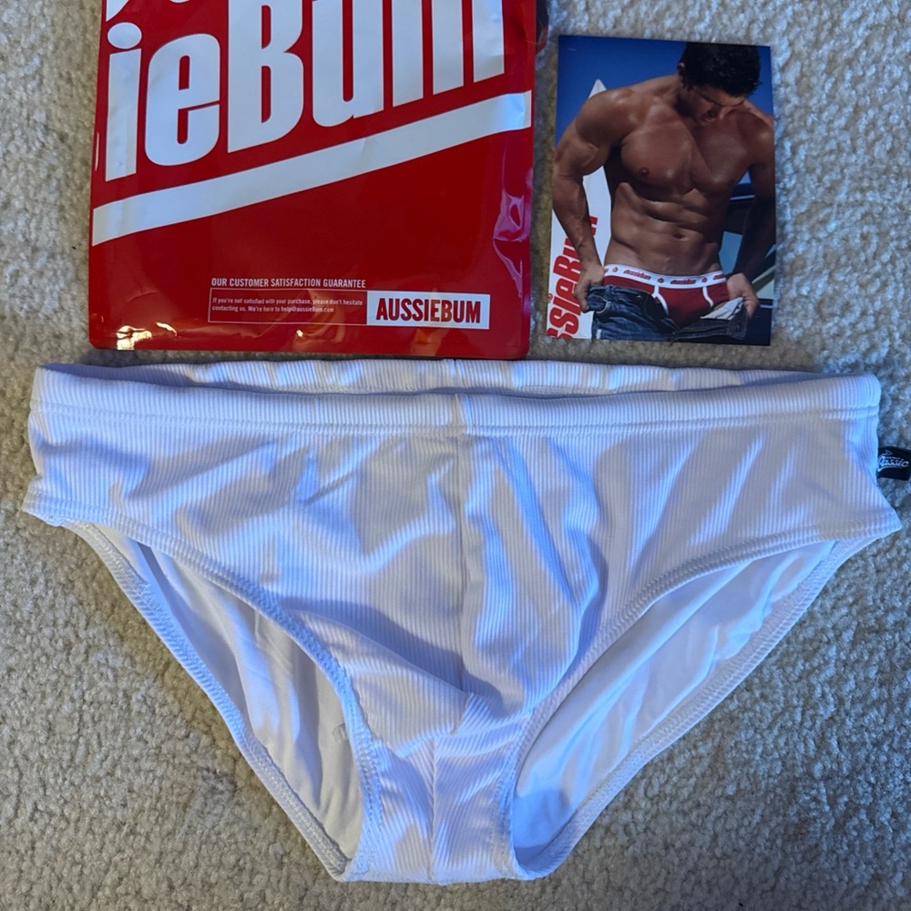 AussieBum men white Luxe swish swim speedo brief